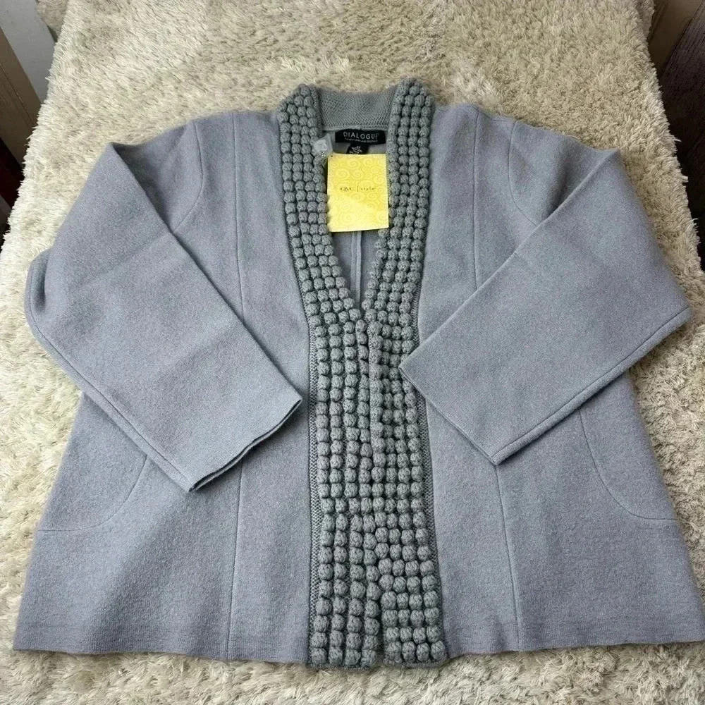 Vintage 90’s Dialogue Women’s wool Cardigan/Jacket size 2X - Picture 2 of 7